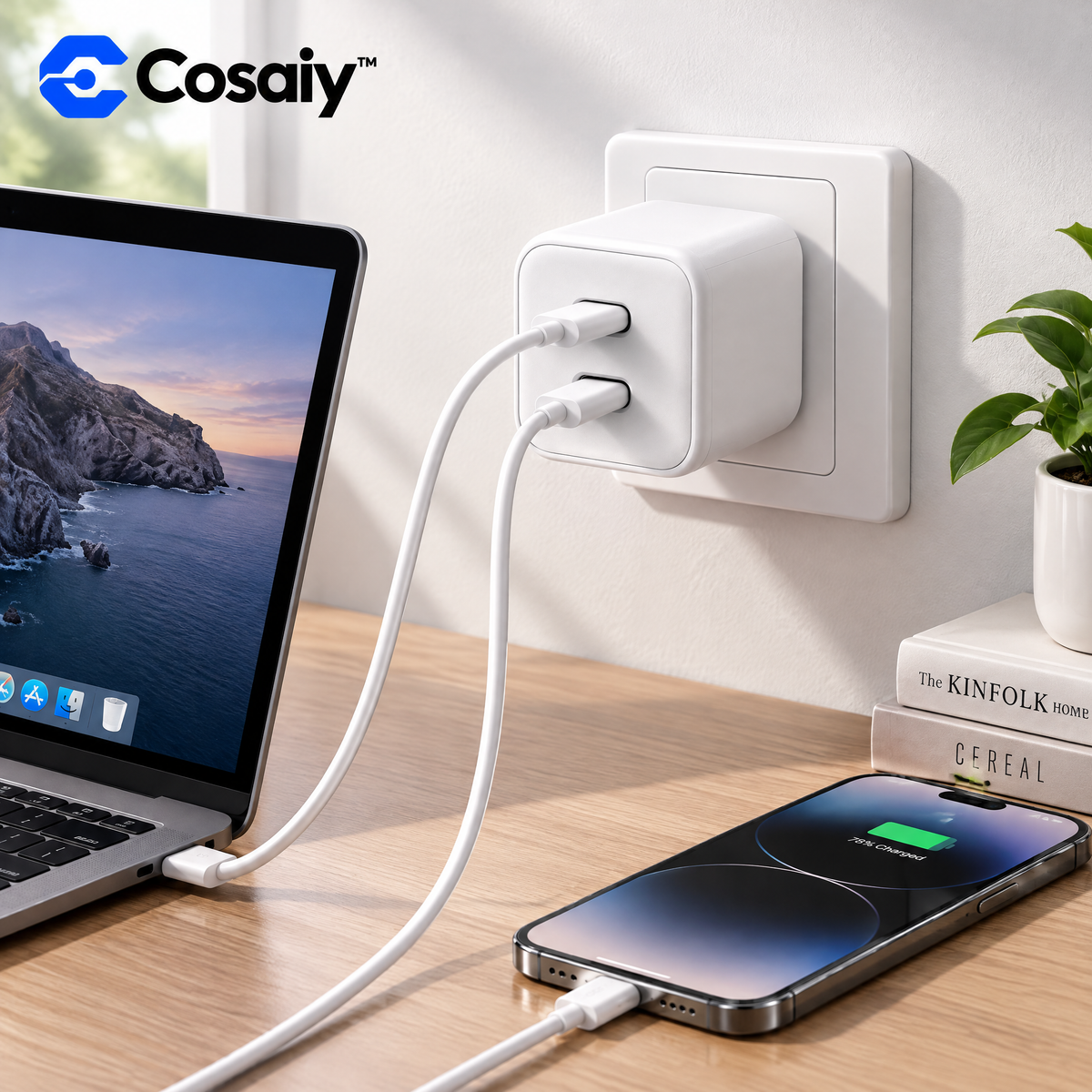 Cosaiy™ Dual-Port USB-C Wall Charger with U.S. Plug — everyday use
