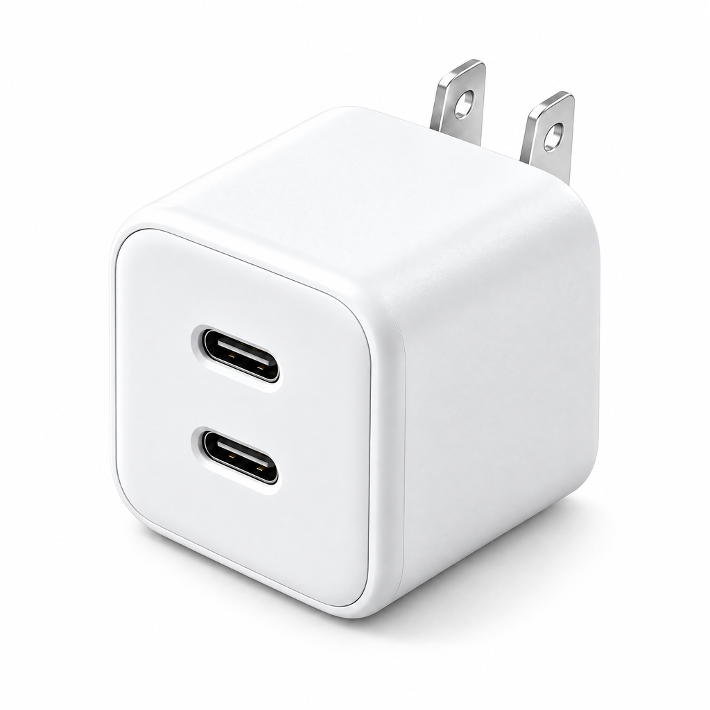 Cosaiy™ Dual-Port USB-C Wall Charger with U.S. Plug — product view