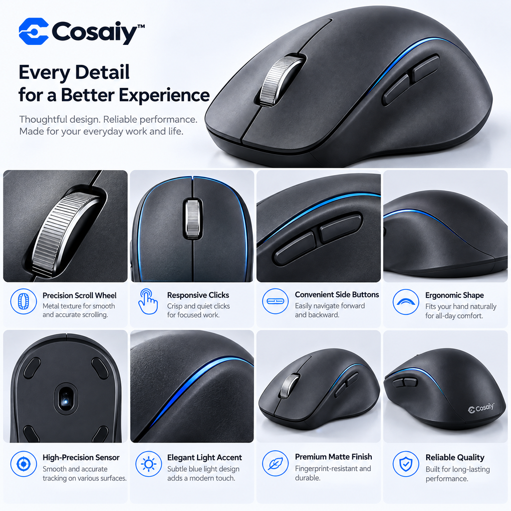 Cosaiy™ Wireless Ergonomic Mouse for Everyday Office Work — design details