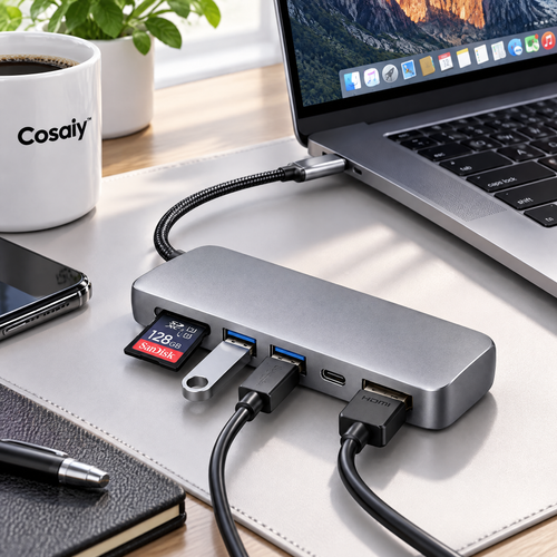 Cosaiy™ USB-C Multiport Hub with HDMI, USB Ports, and SD Card Slot — everyday use
